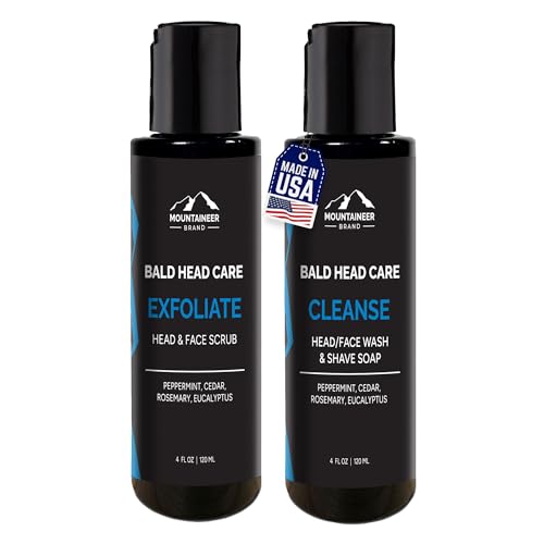 Mountaineer Brand Men's Grooming Set - Exfoliating Scalp & Face Scrub, Hydrating Shave Soap - 8oz