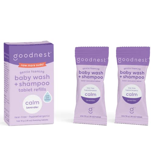 Goodnest Baby Shampoo Tablets - Tear-Free, Hypoallergenic, Calming Lavender - 2 Refill Tablets