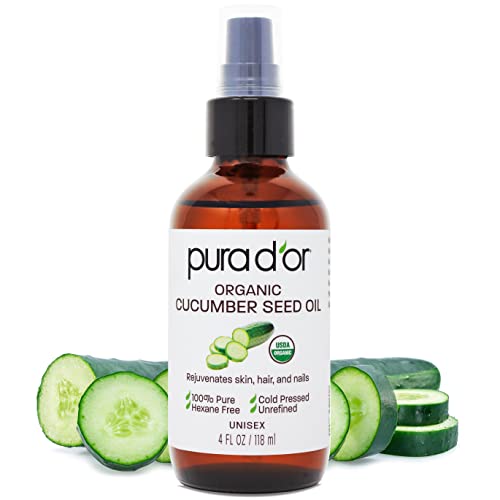 PURA D'OR Organic Pumpkin Seed Body Oil - Deeply Moisturizing, Hair Growth Support - 4 Oz
