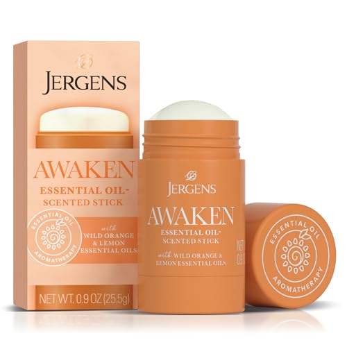 Jergens Aromatherapy Stick - Calming Wild Orange & Lemon Essential Oils, Easy Application - 0.9oz