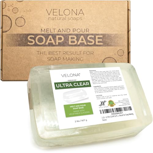 Velona Ultra Clear Glycerin Soap Base - 100% Natural, Non-GMO, Easy to Customize - 2 LB