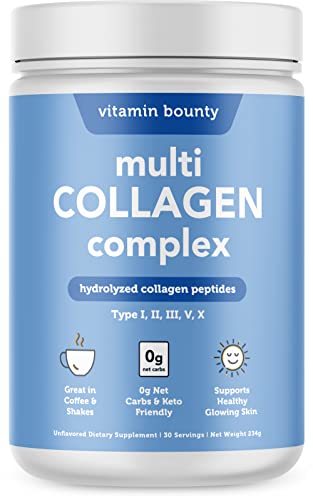 Vitamin Bounty Multi Collagen Complex - Supports Skin, Bone, & Muscle Health - 5 Collagen Types