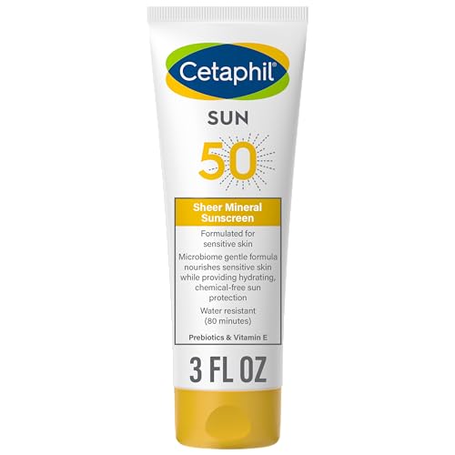 Cetaphil Mineral Sunscreen Lotion - Hydrating SPF 50 for Sensitive Skin, Reef Safe - 3 fl oz