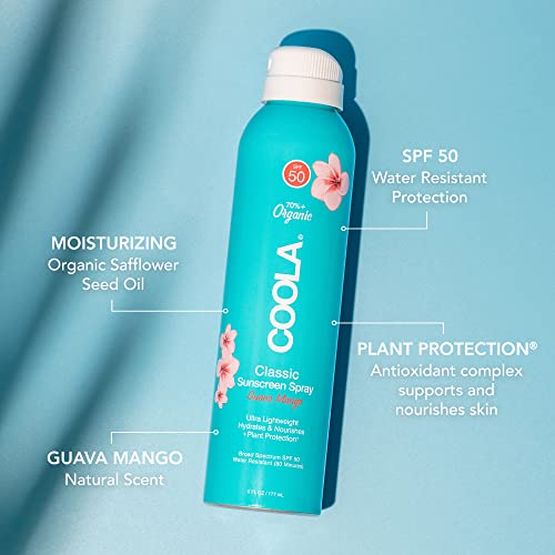 COOLA Organic Sunscreen SPF 50 - Fast Absorbing, Antioxidant-Rich, Guava Mango - 6 Fl Oz