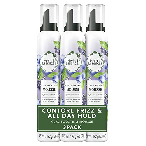 Herbal Essences Curl Boosting Mousse - Frizz Control, Berry Scent, Paraben & Dye-Free - 3 Pack