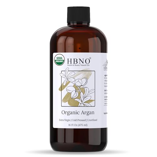 HBNO Organic Argan Oil - USDA Certified, Cold Pressed, Perfect for Skin, Hair, Massage - 16 oz