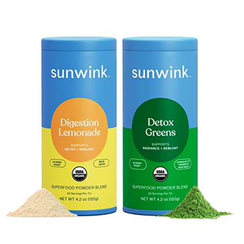 Sunwink Superfood Bundle - Gut Health Support, Organic Ingredients - Lemonade & Detox Greens