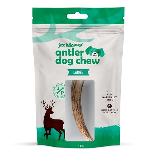 Jack&Pup Dog Treat - Long Lasting Chew, Nutrient-Rich, Supports Dental Health - 1 Large Antler