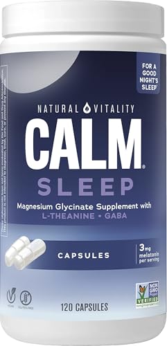 Natural Vitality Calm Sleep Supplement - Melatonin & Magnesium for Relaxation - 120 Capsules