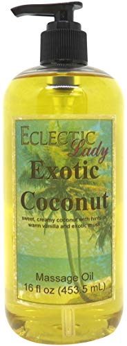 Exotic Coconut Massage Oil - Hydrating Blend, Natural Ingredients, Aromatherapy - 16oz