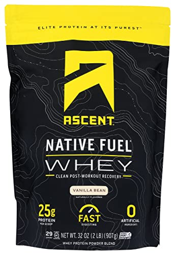 Ascent Native Fuel Vanilla Bean Protein Powder - 25g Protein, Fast Digesting - 2 lbs