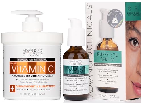 Advanced Clinicals Body Lotion Set - Brightens Skin, Reduces Puffiness - 2 Products, Vitamin C