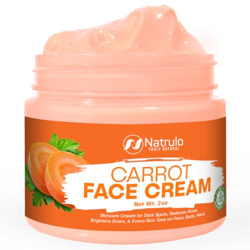 Natrulo Carrot Face Cream - Brightens & Detoxifies Skin, Nourishing Natural Ingredients - 4oz