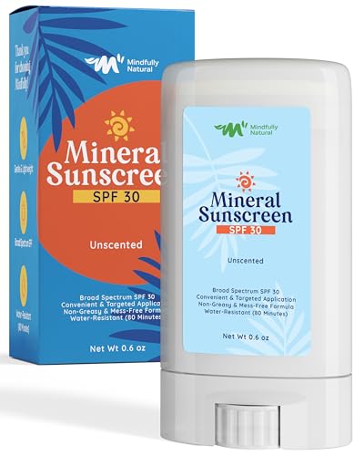 Mindfully Natural Face Sunscreen Stick - Broad Spectrum Protection, Zinc Oxide 18% - Travel Size