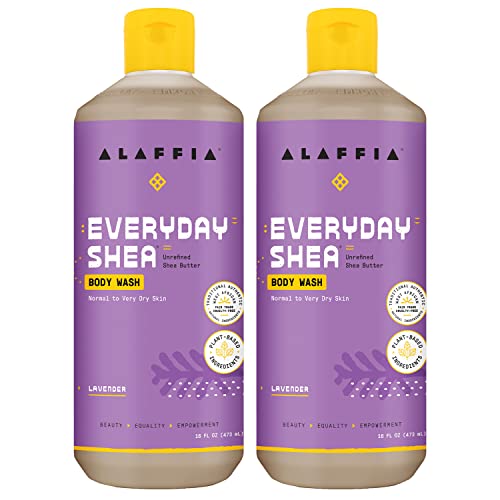 Alaffia Everyday Shea Body Wash - Moisturizing Lavender Cleanser with Fair Trade Ingredients - 16oz