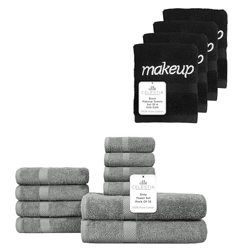 100% Cotton Towel Bundle - Ultra Absorbent, Soft & Quick Dry, Safe for All Skin Types - 14 Pack