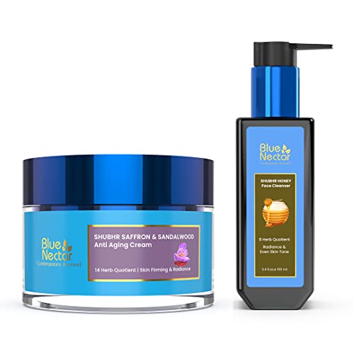 Blue Nectar Skin Care Set - Anti-Aging Moisturizer & Honey Face Cleanser Duo - 1.7oz, 3.38oz