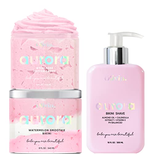 Olivia Bikini Line Shaving Kit - Exfoliates, Moisturizes, Reduces Ingrown Hair - 3-Piece Set
