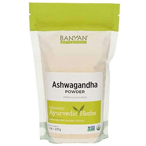 Banyan Botanicals Organic Ashwagandha Powder - Supports Vitality, Stress Relief - 1/2lb