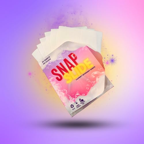 Snap Slide Laundry Detergent Sheets - Deep Clean, Hypoallergenic, Biodegradable - 64 Loads