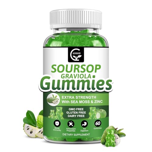 GORNVB Soursop Herbal Gummies - Immune Support, Antioxidant Rich, Vegan - 60 Count, 2200mg