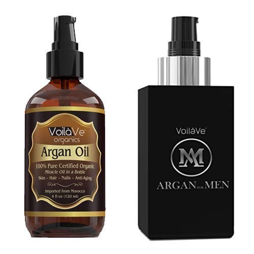 VoilaVe Argan Oil Bundle - Nourishes Hair & Skin, USDA Organic, Multi-Use - 4oz