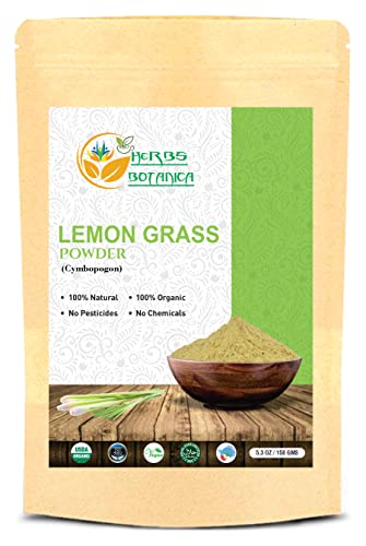 Herbs Botanica Natural Lemongrass Powder - Fresh Flavor for Cooking & Tea, Resealable 150g