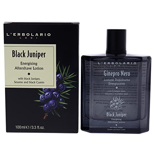 L'Erbolario Black Juniper Aftershave Lotion - Hydrating, Soothing, Plant-Derived Ingredients - 3.3oz