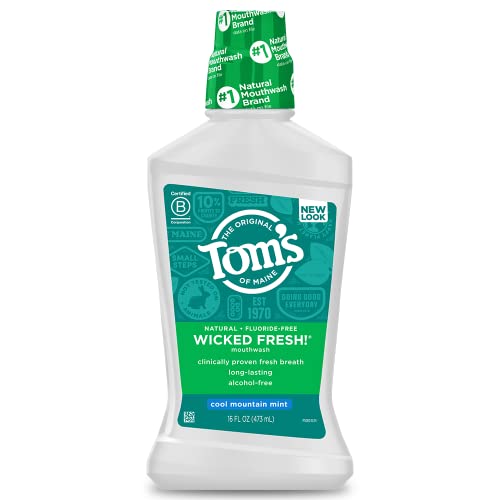 Tom's of Maine Mouthwash - Long-Lasting Fresh Breath, Cool Mountain Mint - 16 oz