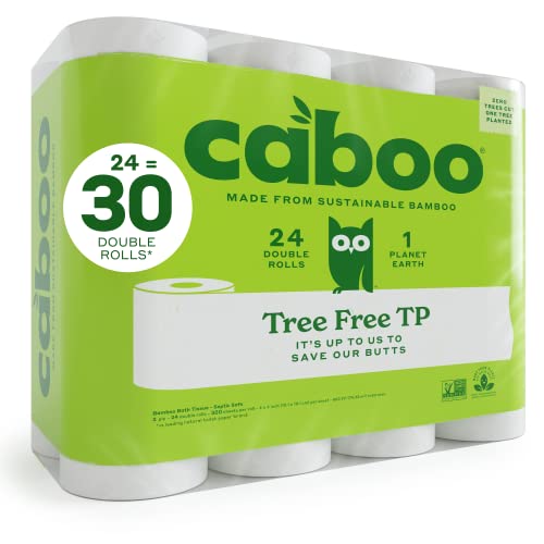 Caboo Tree Free Toilet Paper - Septic Safe, Non-Toxic, Hypoallergenic - 24 Double Rolls