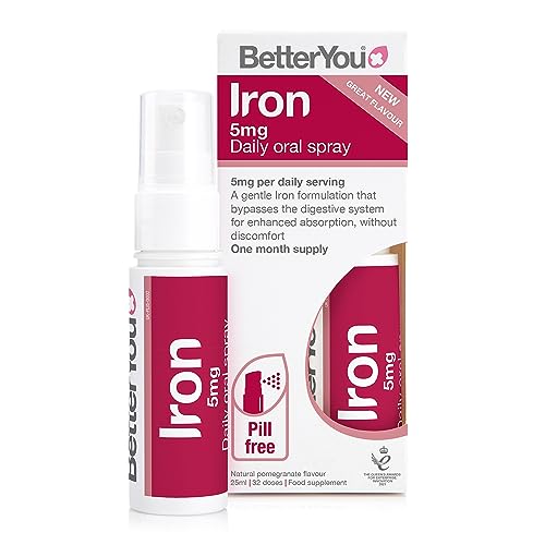 BetterYou Iron 5 Oral Spray - Rapid Iron Absorption, Pomegranate Flavor - 0.85 oz