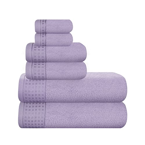 GLAMBURG 100% Cotton Towel Set - Ultra Soft, Absorbent, Chemical-Free - 6 Pack, Tan