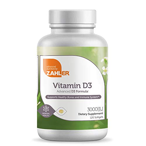 Zahler Vitamin D3 3000 IU Softgels - Immune Support, Bone & Muscle Health - 120 Count