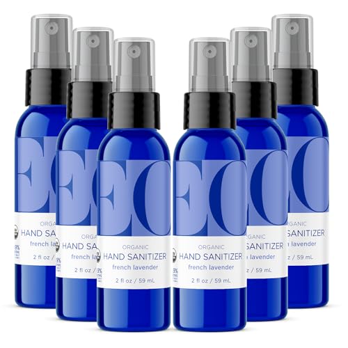 EO Organic Hand Sanitizer Spray - 99.9% Effective, Lavender Aroma, Travel Size - 2oz, Pack of 6