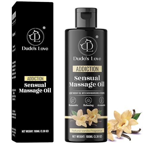 Organic Vanilla Massage Oil - Nourishing & Non-Sticky, Edible Formula with Coconut & Jasmine - 4oz