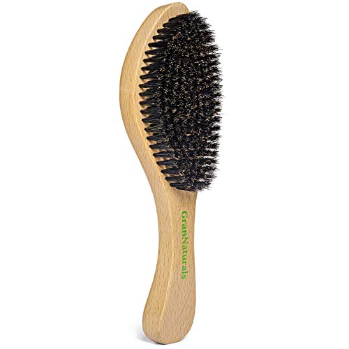 GranNaturals Medium Wave Brush - Curved Boar Bristles for Effortless Styling, 100% Natural - 9in