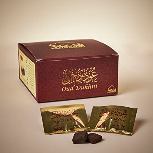 Dukhni Oud Bakhoor Deluxe - Rich Woody Aroma, Handmade Natural Ingredients - 40 Pieces