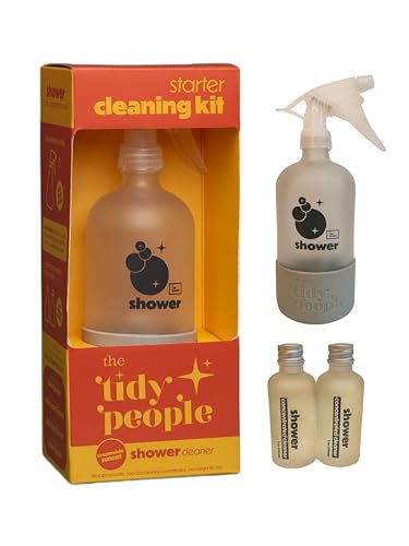 The Tidy People Bathroom Cleaning Starter Set - Safe, Effective, Reusable Glass Bottle - 16oz