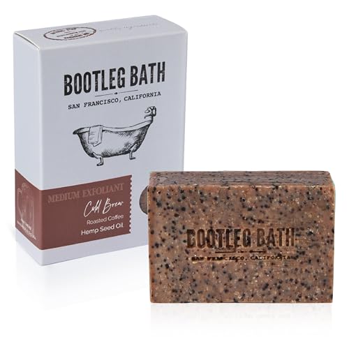 BOOTLEG BATH Natural Bar Soap - Coffee Exfoliating, Hempseed Oil Nourishment - 4.4oz