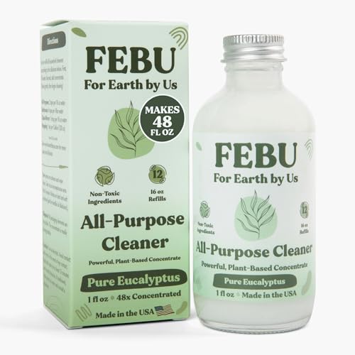 FEBU All Purpose Cleaner - Powerful Natural Formula, Pure Eucalyptus, Plant-Based - 1oz Makes 48oz