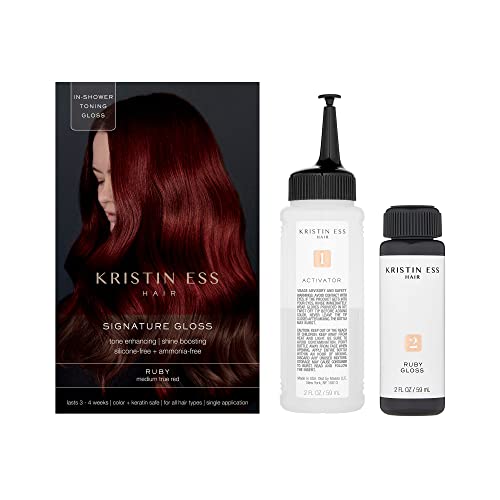 Kristin Ess Hair Gloss - Boosts Shine & Vibrancy, Vivid Ruby Color - 3-4 Weeks Lasting