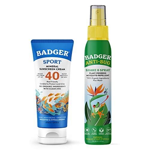 Badger Bug Spray & Mineral Sunscreen - DEET-Free Insect Repellent, SPF 40, 80 Min Water-Resistant