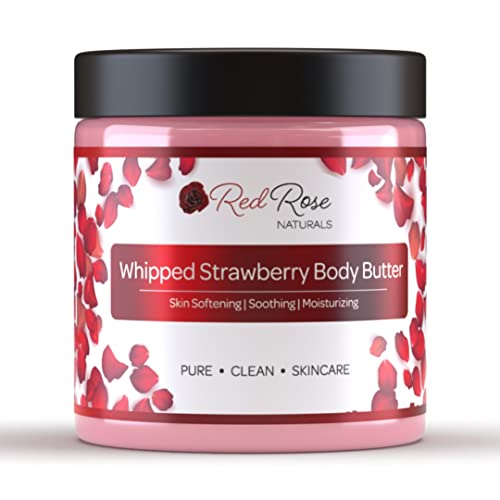 Red Rose Naturals Whipped Strawberry Body Butter - Deep Moisture for Sensitive Skin, 8 Oz