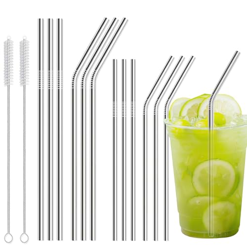 Premium Stainless Steel Drinking Straws Set - BPA-Free, Fits 12-34 oz Tumblers, 12-Pack