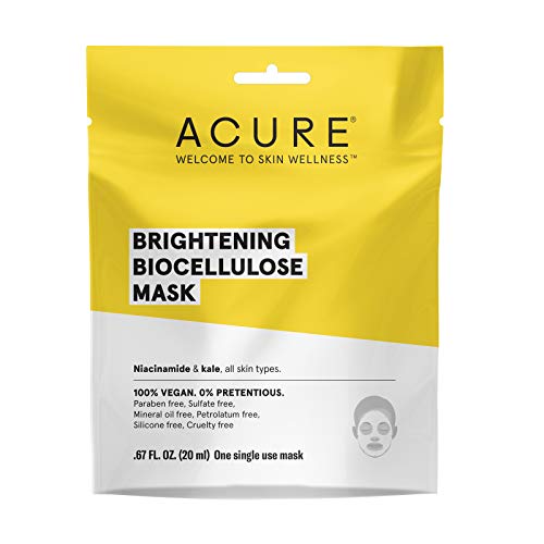 Acure Face Mask - Brightens Skin with Niacinamide & Kale, Vegan, 1 Single Use