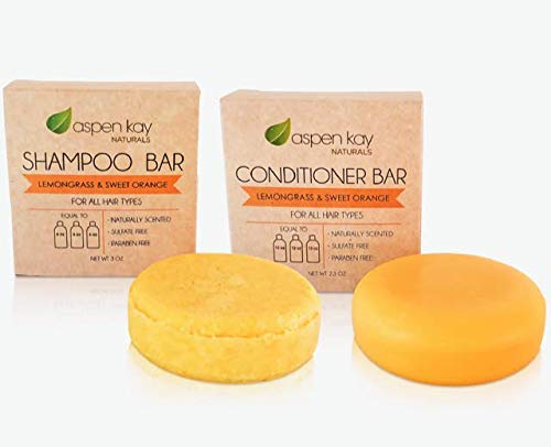 Aspen Kay Naturals Shampoo & Conditioner Bars - Organic Ingredients, Sulfate-Free, 5.3oz Total