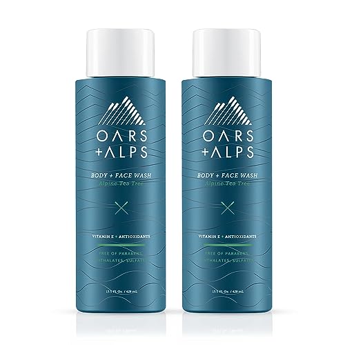 Oars + Alps Men's Body Wash - Deeply Moisturizing, Antioxidant-Rich, Alpine Tea Tree - 2 Pack