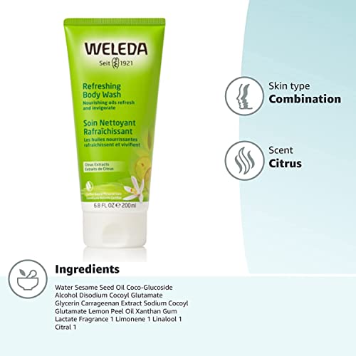 Weleda Citrus Body Wash - Revitalizing Moisture with Lemon & Sesame Oils - 6.8oz