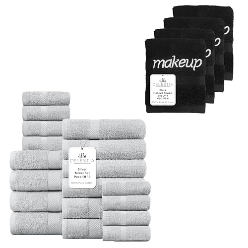 100% Cotton Towel Bundle - Ultra Absorbent, Soft & Quick Dry, 22 Towels for Spa & Home