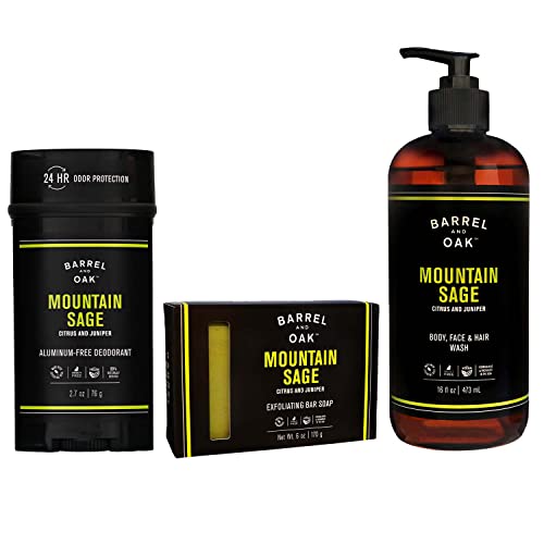 Barrel and Oak Men's Body Care Set - Cedar & Patchouli, Natural Ingredients - 3-Pack